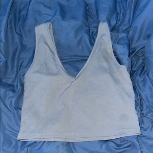 Gray Ribbed Crop Top